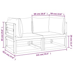 Modular-Ecksofas 2 Stk. mit Grünen Kissen Massivholz Akazie