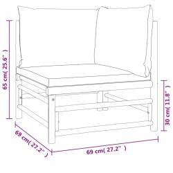 2-tlg. Garten-Lounge-Set mit Grünen Kissen Bambus