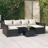 2-tlg. Garten-Lounge-Set mit Kissen Schwarz Poly Rattan