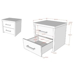 Vipack Nachttisch Aline 2 Schubladen Eichenoptik Hell