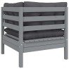 3-tlg. Garten-Lounge-Set mit Kissen Grau Kiefer Massivholz