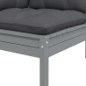 3-tlg. Garten-Lounge-Set mit Kissen Grau Kiefer Massivholz