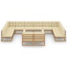 12-tlg. Garten-Lounge-Set mit Kissen Honigbraun Massivholz