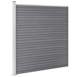 WPC Zaun-Set 3 Quadrate + 1 Schräge 619x186 cm Grau