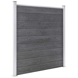 WPC Zaun-Set 3 Quadrate + 1 Schräge 619x186 cm Grau