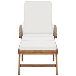 Sonnenliegen mit Auflagen 2 Stk. Massivholz Teak Creme