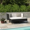 4-tlg. Garten-Lounge-Set mit Auflagen Poly Rattan Schwarz