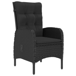 3-tlg. Bistro-Set Poly Rattan und Akazienholz Schwarz