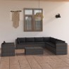 9-tlg. Garten-Lounge-Set mit Kissen Poly Rattan Grau