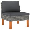 3-Sitzer-Gartensofa mit Kissen Grau Poly Rattan