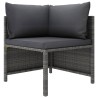 3-tlg. Garten-Lounge-Set mit Kissen Poly Rattan Grau