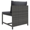 3-tlg. Garten-Lounge-Set mit Kissen Poly Rattan Grau