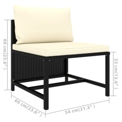 5-tlg. Garten-Lounge-Set mit Kissen Poly Rattan Schwarz