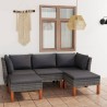 5-tlg. Garten-Lounge-Set mit Kissen Poly Rattan Grau