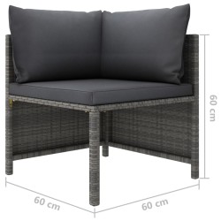 8-tlg. Garten-Lounge-Set mit Kissen Poly Rattan Grau