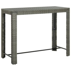 7-tlg. Gartenbar-Set mit Kissen Poly Rattan Grau