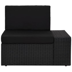 6-tlg. Garten-Lounge-Set mit Kissen Schwarz Poly Rattan