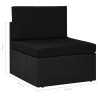 6-tlg. Garten-Lounge-Set mit Kissen Schwarz Poly Rattan