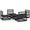 5-tlg. Garten-Lounge-Set Schwarz Massivholz Kiefer