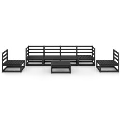 7-tlg. Garten-Lounge-Set Schwarz Massivholz Kiefer