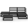 5-tlg. Garten-Lounge-Set Schwarz Massivholz Kiefer