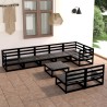 9-tlg. Garten-Lounge-Set Schwarz Massivholz Kiefer