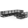 9-tlg. Garten-Lounge-Set Schwarz Massivholz Kiefer