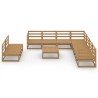 10-tlg. Garten-Lounge-Set Honigbraun Massivholz Kiefer