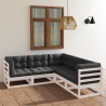 5-tlg. Garten-Lounge-Set mit Kissen Kiefer Massivholz