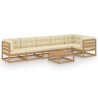 7-tlg. Garten-Lounge-Set mit Kissen Kiefer Massivholz