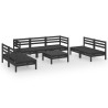 8-tlg. Garten-Lounge-Set Schwarz Massivholz Kiefer