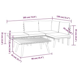 5-tlg. Garten-Lounge-Set mit Kissen Massivholz Akazie