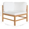 5-tlg. Garten-Lounge-Set mit Creme Kissen Massivholz Teak