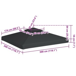 Pavillon-Ersatzdach 310 g/m² Dunkelgrau 3x3 m