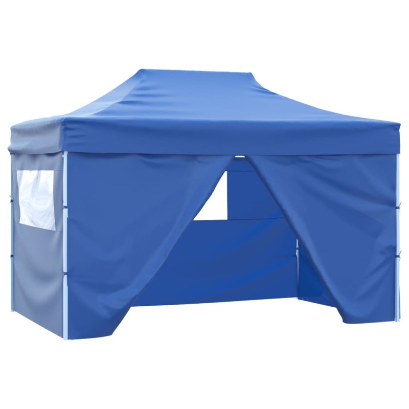 Faltzelt Pop-Up mit 4 Seitenteilen 3x4,5 m Blau