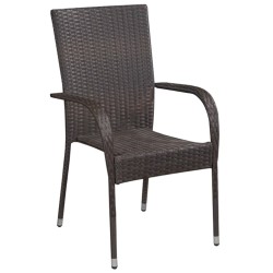 Stapelbare Gartenstühle 2 Stk. Poly Rattan Braun