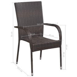 Stapelbare Gartenstühle 2 Stk. Poly Rattan Braun