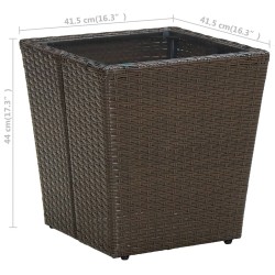 Beistelltisch Braun 41,5x41,5x44 cm Poly Rattan und Hartglas