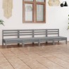 4-tlg. Garten-Lounge-Set Grau Kiefer Massivholz