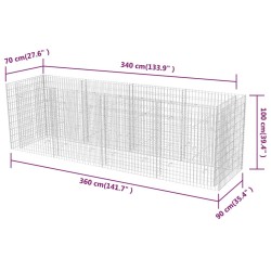 Gabionen-Hochbeet Stahl 360×90×100 cm