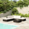 6-tlg. Garten-Lounge-Set mit Auflagen Poly Rattan Schwarz