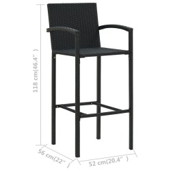 Barhocker 4 Stk. Schwarz Poly Rattan