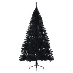 Künstlicher Halb-Weihnachtsbaum mit Ständer Schwarz 210 cm PVC