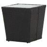 Beistelltisch Schwarz 41,5×41,5×43 cm Poly Rattan und Hartglas