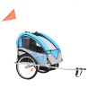 2-in-1 Fahrradanhänger und Kinderwagen Blau und Grau