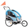 2-in-1 Fahrradanhänger und Kinderwagen Blau und Grau