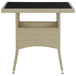 Garten-Esstisch Beige Poly Rattan und Glas