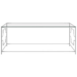 Couchtisch Silbern 120x60x45 cm Edelstahl und Glas