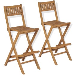 3-tlg. Bistro-Set mit Klappstühlen Massivholz Teak