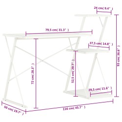 Schreibtisch mit Regal Weiß 116×50×93 cm